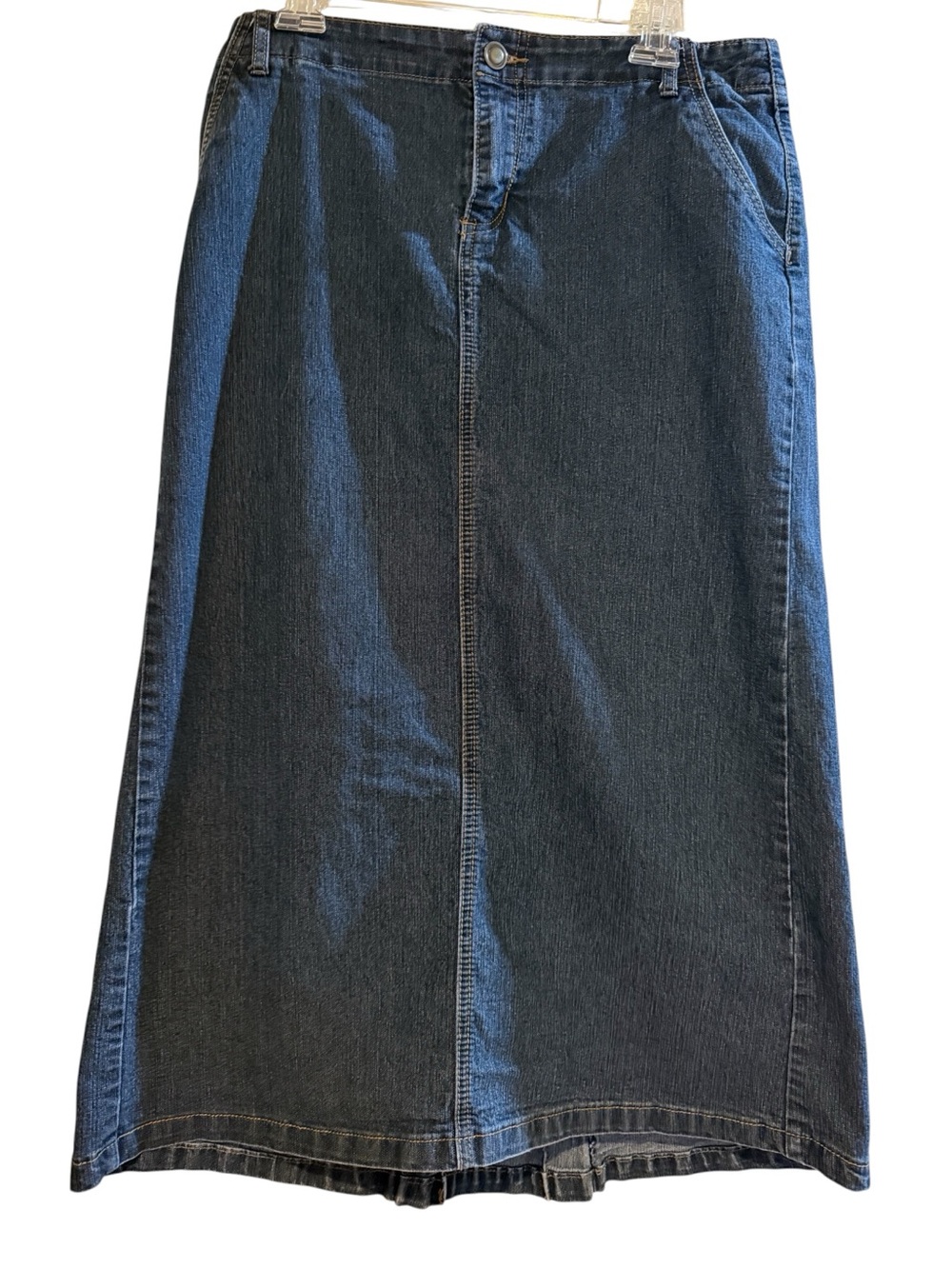 Est. 1946 Denim Size 12 Dark Wash Stretch Long Maxi Jean Skirt Back Slit